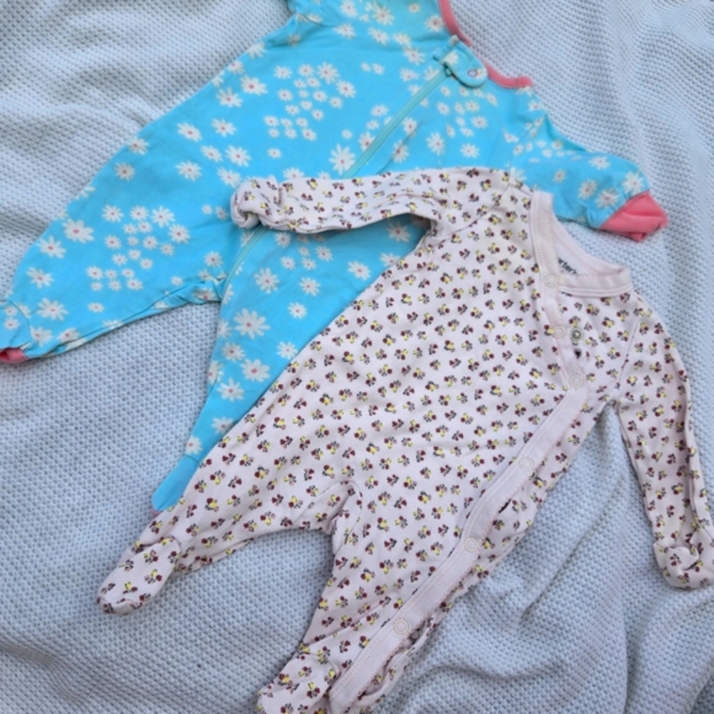 Floral Footies - Blue and Pink